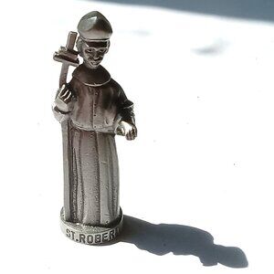 Vintage St. Robert Mini Metal Pewter Statue Figure Creed Figurine